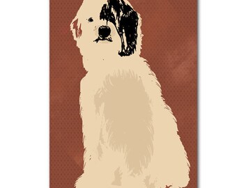 An old english sheepdog in brown color Silhouette for Dog lover Fine art print wall decor illustration pet animal