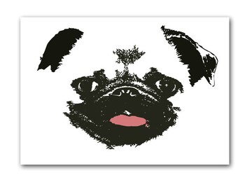 Pug Dog Art - Fine art print, sketch, black and white, pug face