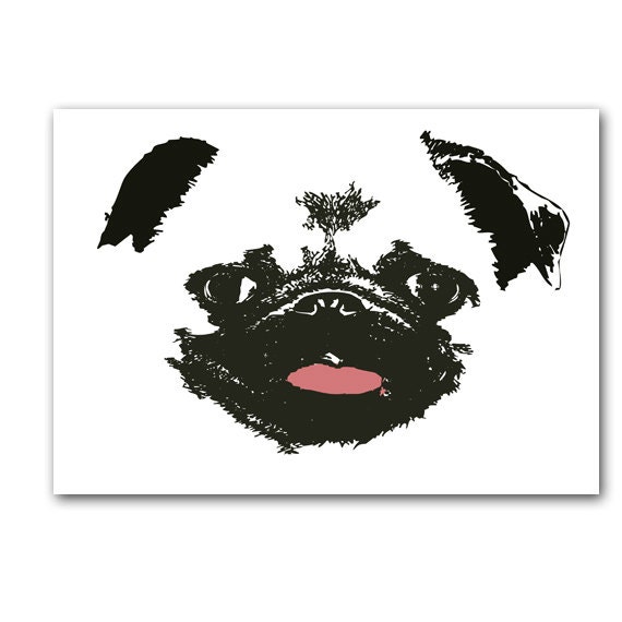 Vector Set Of Pugs Face Sketch Four Variants Framed Print