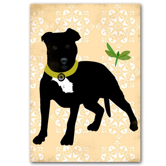 Negro Staffordshire Bull Terrier Dog Impresion De Bellas Etsy