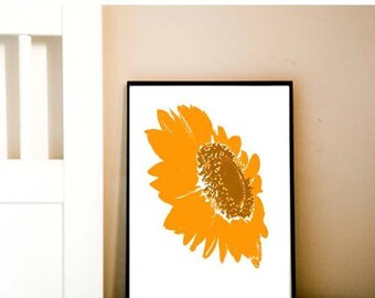 Orange Sunflower - fine art print, summer flower, flower art , sunflower art