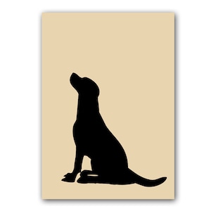 Black Labrador Dog - Fine art print, dog decor, black silhouette, pet , animal, Dog art