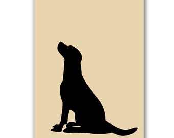 Black Labrador Dog - Fine art print, dog decor, black silhouette, pet , animal, Dog art