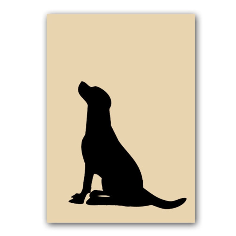 Black Labrador Dog Fine art print, dog decor, black silhouette, pet , animal, Dog art image 1