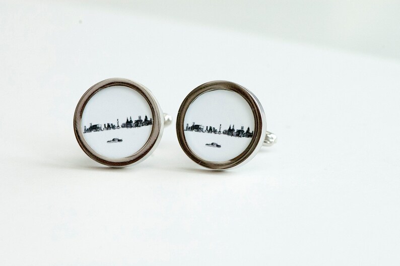 Liverpool city skyline on Cufflinks Husband, Weddings, novelty cufflinks, liverpool silhouette fathers day gift for him image 3