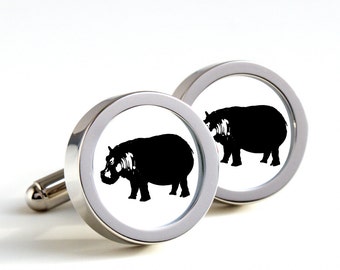 Hippos on your cufflinks -  Mens Cufflinks, Husband, Wedding gift, Novelty cufflinks, hippopotamus for him