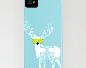 Blue Damask Deer  on Phone Case - iPhone 14, iPhone 14 Plus, floral case, Samsung S21, Deer Gifts, Gifts for her , iPhone 11