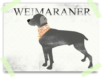 Weimaraner Art - Fine art print , Weimaraner Dog , gray, silhouette