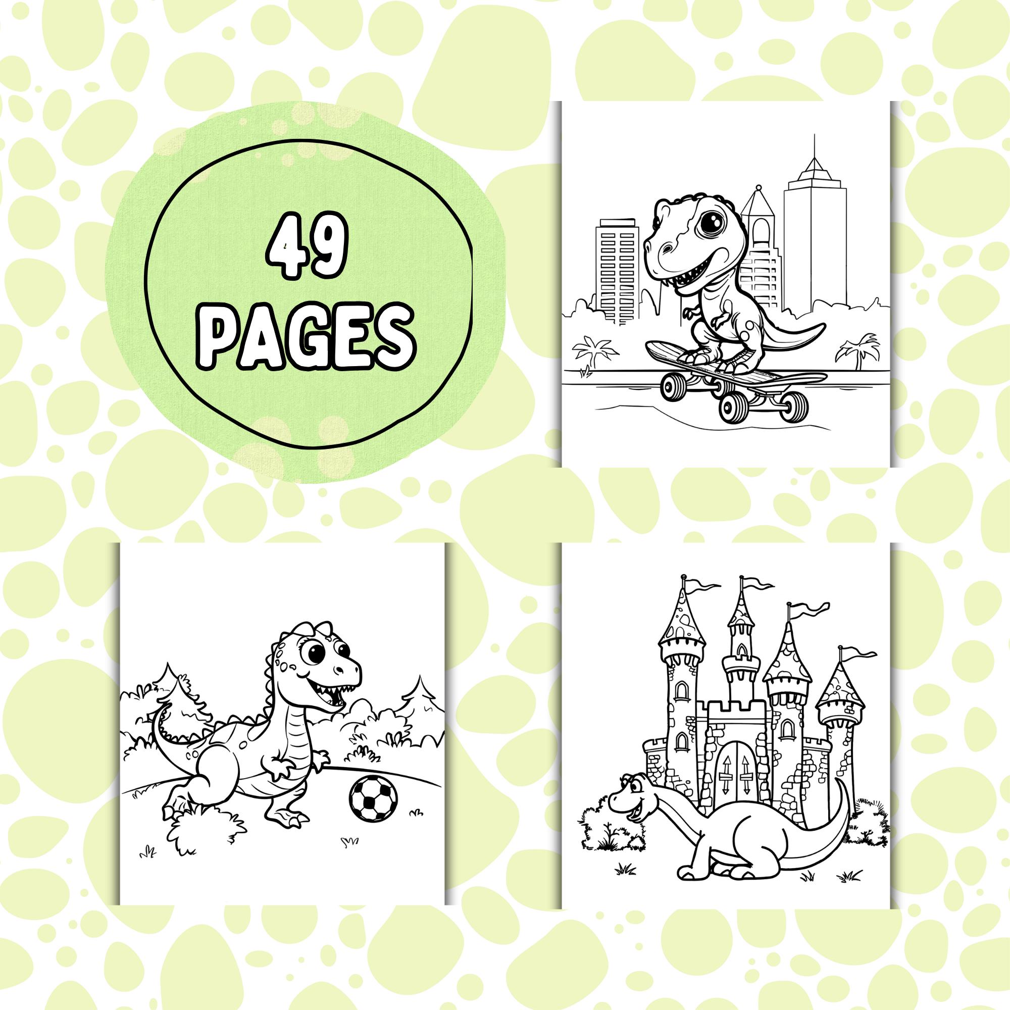 Dino Coloring Pages for Kids | Cute Printable A4 Size PDF Sheets for ...
