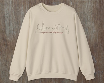 Loyola University Chicago Crewneck Sweatshirt, LUC, College Sweatshirt, Chicago Skyline, Loyola University, Ramblers