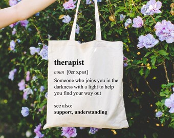 Therapist Description Tote Bag, Gift Bag For Therapists, Therapy Giver Bag, Definition Tote For Women,Support and Understanding Shoulder Bag
