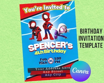 Spidey Birthday Invitation: Editable Kids Party Design (Instant Download)