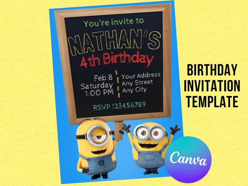 Editable Minions Invitation Template - Printables Invitation ...