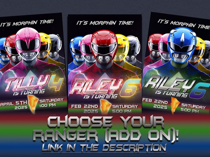 Power Rangers Animated Birthday Invitation Personalized: Fast Digital ...