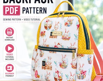 Backpack Sewing Pattern PDF | Cute Backpack Tutorial | DIY Bag Pattern | Instant Download | Video Tutorial Included
