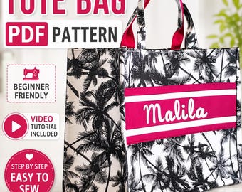 Patron de couture facile pour un sac fourre-tout PDF | Tutoriel sur les grands sacs fourre-tout | Modèle de sac bricolage | Téléchargement instantané | Tutoriel vidéo inclus