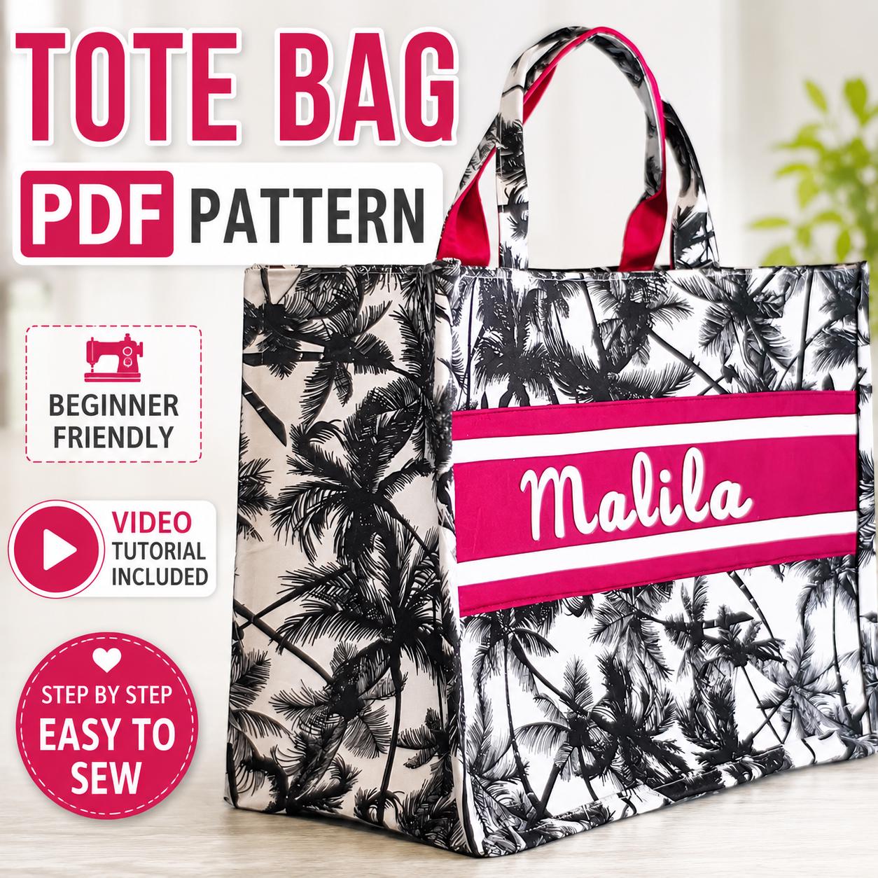 Easy Tote Bag Sewing Pattern PDF | Large Tote Bag Tutorial | DIY Bag ...