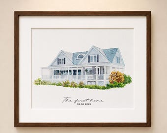 Custom Hand-Painted House Painting,Watercolor Home,Housewarming Gift,Our First Home Sign,Home Sweet Home Sign,First Home Gift