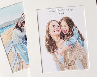 Aangepast cadeau familieportret, gepersonaliseerd aquarelportret, herdenkingsportret voor overleden vader moeder, cadeau voor geliefde, verjaardagscadeau