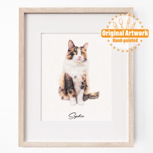 Mini ritratto personalizzato di animali domestici ad acquerello, ritratto di gatto da foto, ritratto di animali domestici dipinto a mano, dipinto di animali domestici, arte originale, regalo commemorativo per animali domestici