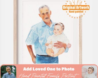 Voeg geliefde toe aan foto, aangepaste Memorial schilderij cadeau, kerstcadeau, herdenkingsportret voor overleden vader moeder, cadeau voor geliefde