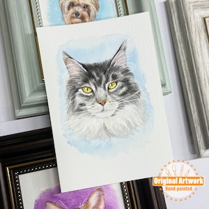 Mini ritratto di animale domestico personalizzato ad acquerello, ritratto di cane da foto, ritratto di animale domestico dipinto a mano, piccoli dipinti, regalo commemorativo per animali domestici, perdita di un animale domestico, miniatura