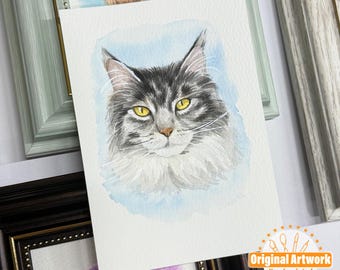 Aangepaste mini aquarel huisdier portret, hondenportret van foto, handgeschilderd huisdier portret, kleine schilderijen, huisdier Memorial cadeau, verlies van huisdier, miniatuur