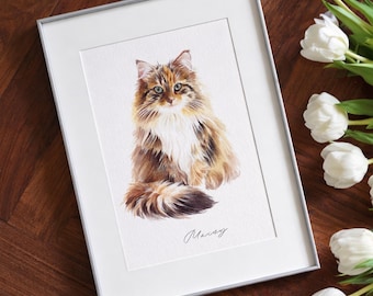 Custom Mini Watercolor Cat Portrait, Mini Cat Painting from Photos,Pet Portrait Art,Pet Memorial, Pet Portrait from Photo,Cat lover Gift