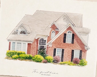 100% Hand-Painted House Portrait,Custom Watercolor Home,Housewarming Gift,Our First Home Sign,Home Sweet Home Sign, Painting From Photo
