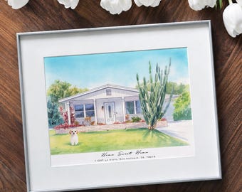 100% Hand Painted House portrait, Custom House painting, Housewarming gift, Realtor gift, Home painting,Home Sweet Home Sign,Watercolor Home