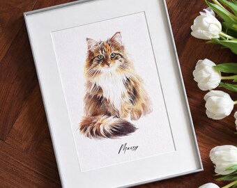 Custom Mini Watercolor Cat Portrait, Mini Cat Painting from Photos,Pet Portrait Art,Pet Memorial, Pet Portrait from Photo,Cat lover Gift