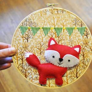 Party Fox in the Forest Wall Hanging Embroidery Hoop image 4