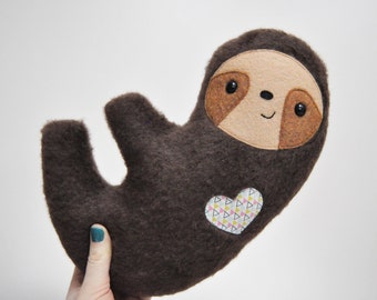 Furry Cuddly Sloth - Geometric Heart - READY TO SHIP