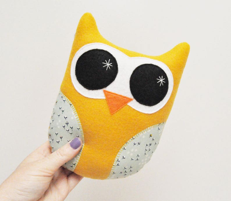 Mustard Yellow Plush Owl READY TO SHIP image 2