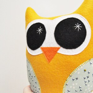 Mustard Yellow Plush Owl READY TO SHIP image 3