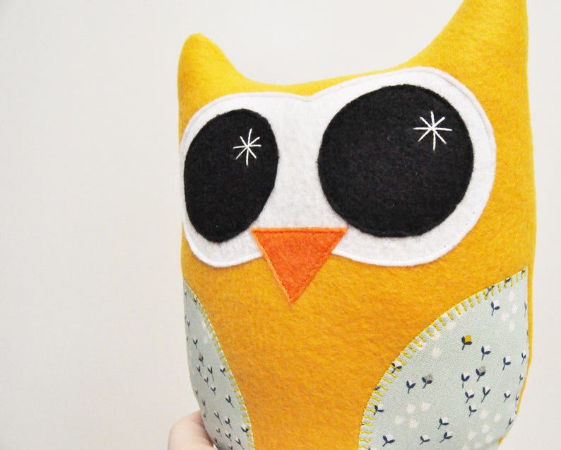 Mustard Yellow Plush Owl READY TO SHIP image 3