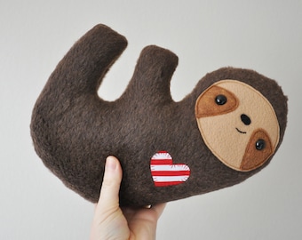 Furry Cuddly Sloth - Striped Heart - READY TO SHIP