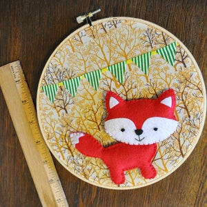 Party Fox in the Forest Wall Hanging Embroidery Hoop image 5