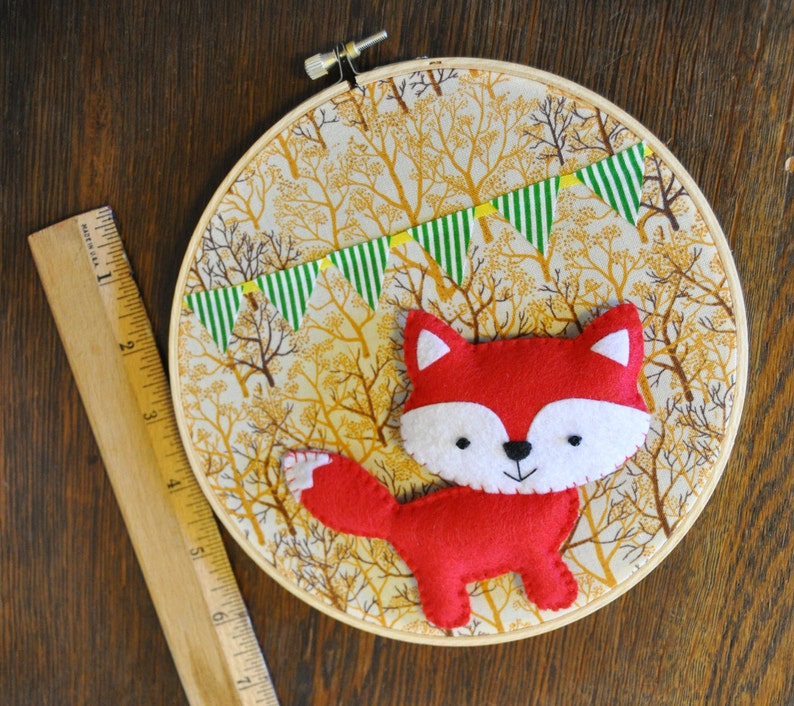 Party Fox in the Forest Wall Hanging Embroidery Hoop image 5