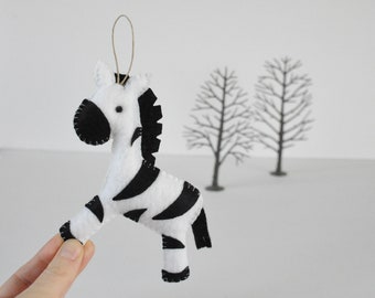 Plush Zebra Christmas Ornament- Baby Shower - Party Favor