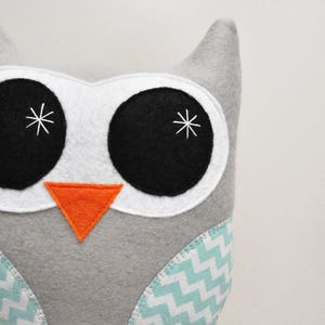 Light Gray Plush Owl With Chevron Stripes READY TO SHIP image 4