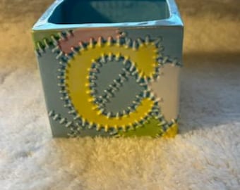 Lefton vintage keramische babyblok plantenbak