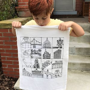 Pittsburgh Landmarks Tea Towel Housewarming Hostess Gift