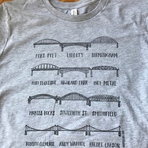 City of Bridges Pittsburgh Tee in Grey free shipping image 2