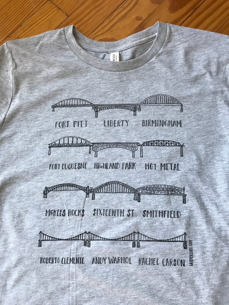 City of Bridges Pittsburgh Tee in Grey free shipping image 2