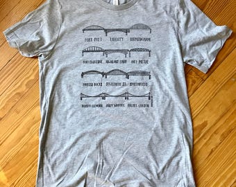 City of Bridges Pittsburgh Tee in Grey - free shipping
