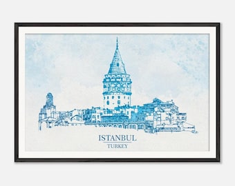 オリジナル水彩画：イスタンブール オルタキョイ モスク、ボスポラス