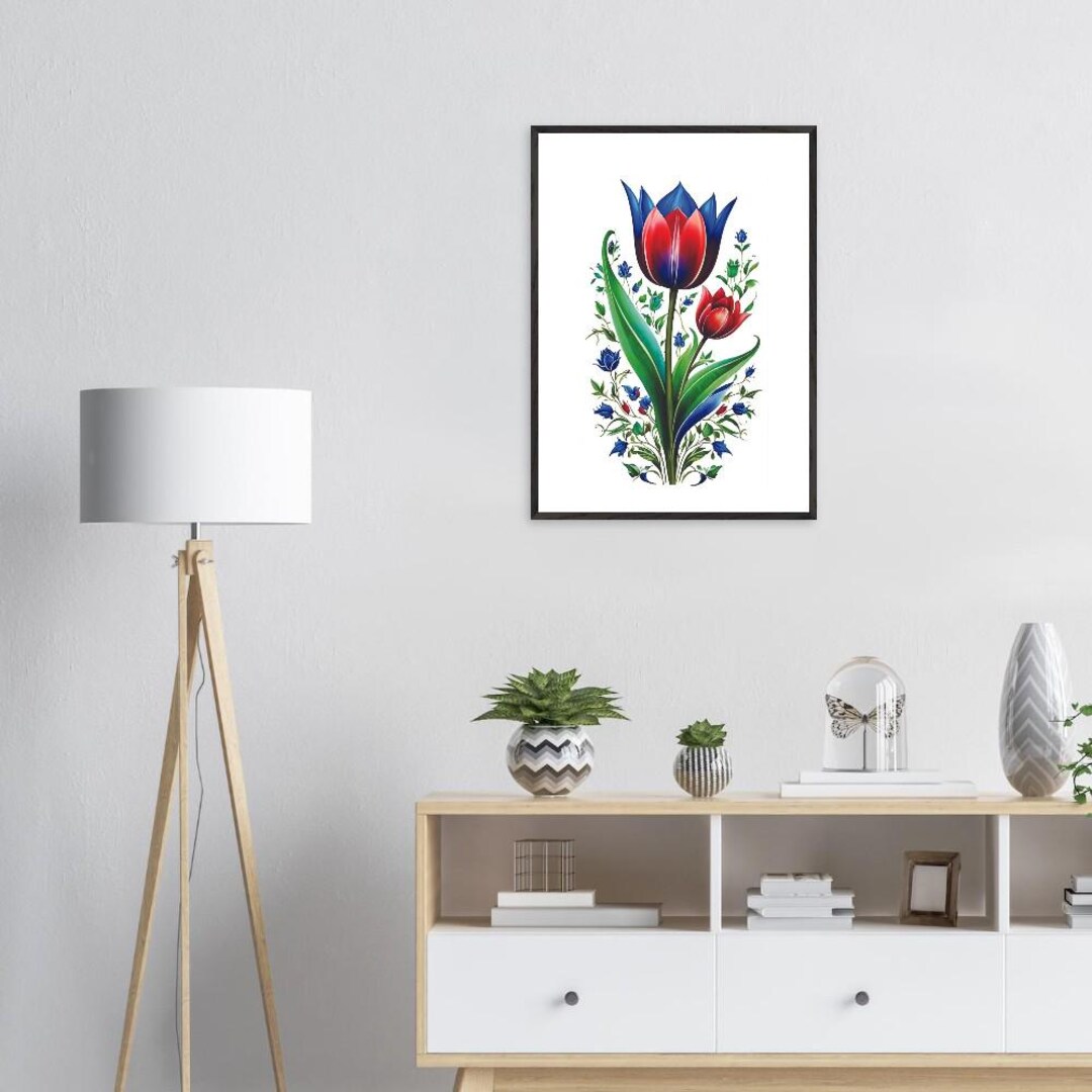 Turkish Tulip Art Print | Iznik Floral Framed Poster - Etsy