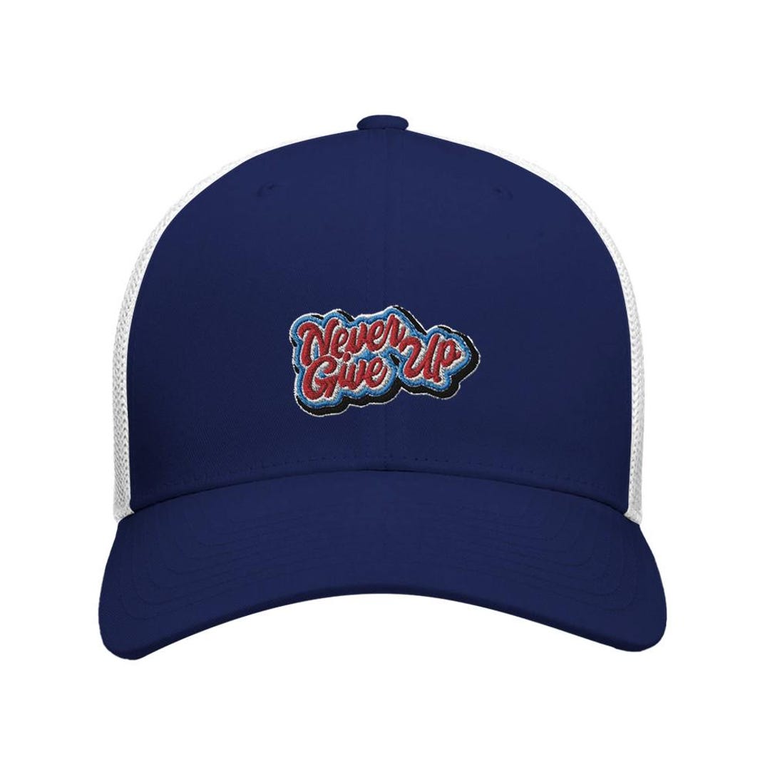 Never Give up Glossy Neon Colored Graffiti Embroidery Text