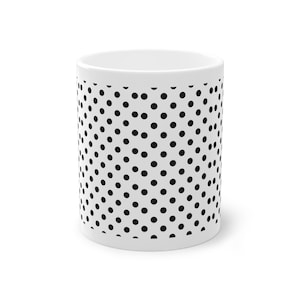 Black Polka Dot Pattern Mug | 11oz Ceramic Coffee Cup